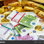 Finance background with money and gold. Finance concept