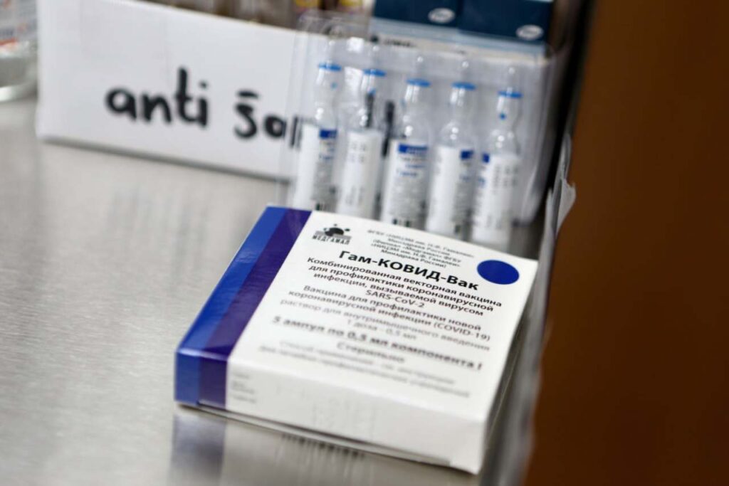 PODGORICA, MONTENEGRO - FEBRUARY 23: A ampule of the Sputnik V COVID-19 vaccine at the Montenegrian Hospital on February 23, 2021 in Podgorica, Montenegro. The country administered its first vaccinations over the weekend with a supply of Russia's Sputnik V vaccine donated by Serbia. (Photo by Filip Filipovic/Getty Images)